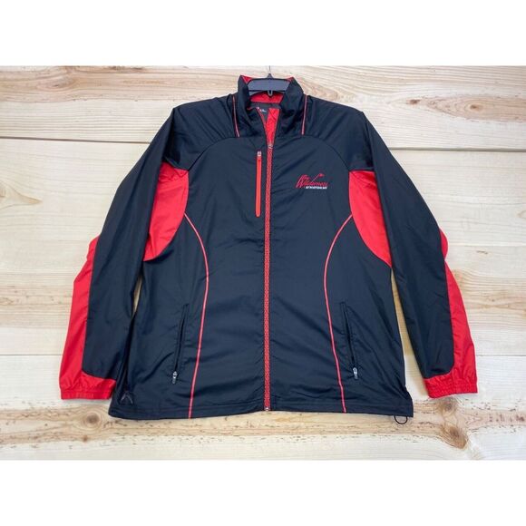 Antigua Jacket Womens Large Black Zip Windbreaker Golf Wilderness Fortune Bay - Picture 2 of 15